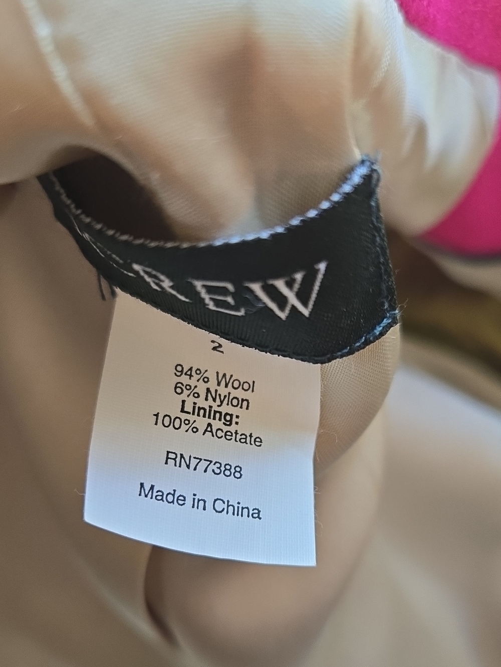 J. Crew Fuchsia Wool Blend Coat - Picture 3 of 4